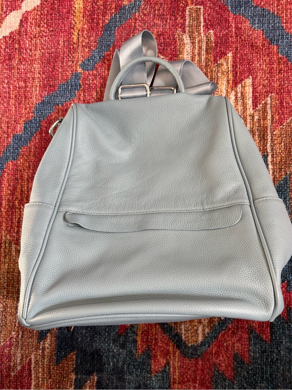 Light Blue Women's Leather Backpack